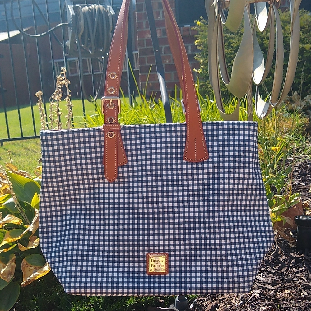 Dooney & Bourke Gingham Emily Tote Bag with Leather Handles NWOT!!!